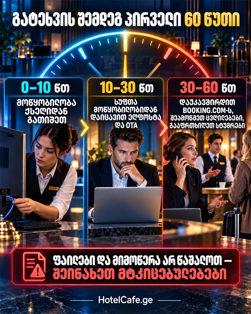 პირველი 60 წუთი სასტუმროს ანგარიშის გატეხვის შემდეგ