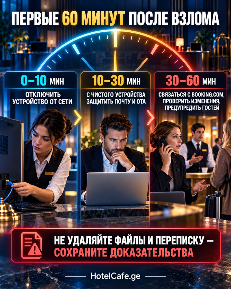 Первые 60 минут после взлома аккаунта отеля