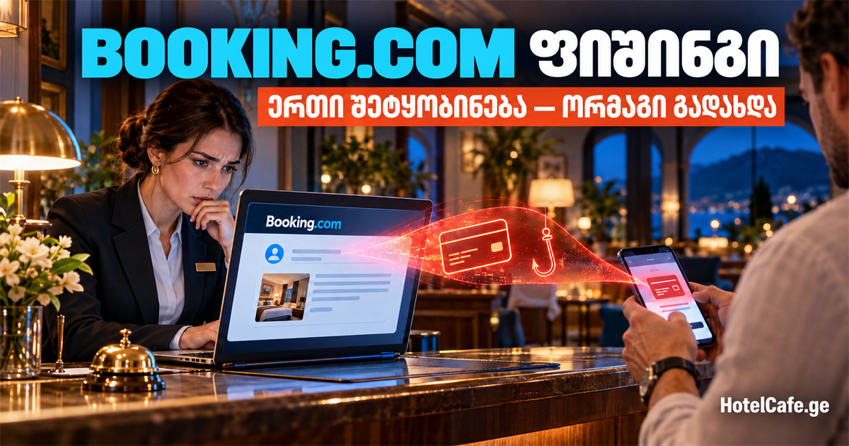 Booking.com ფიშინგი და სასტუმროს სტუმრის ყალბი გადახდა