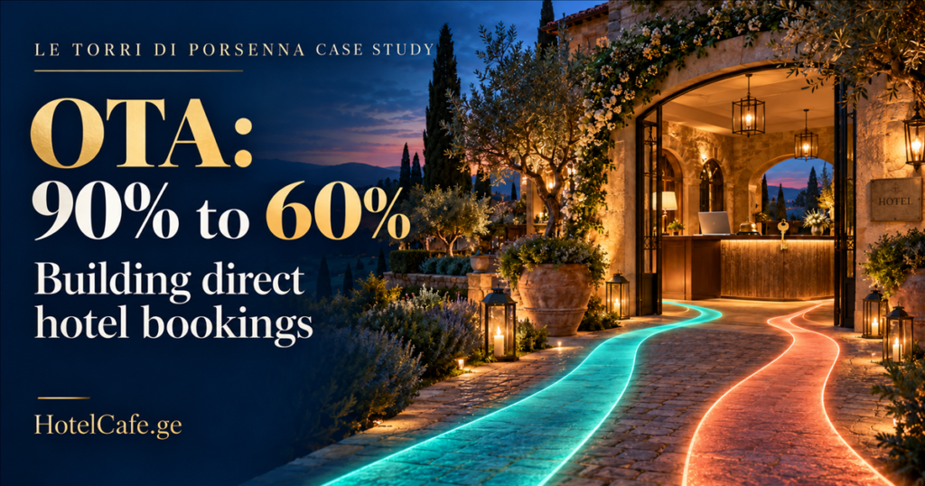 Direct hotel bookings: Le Torri case study from 90% to 60% OTA reliance